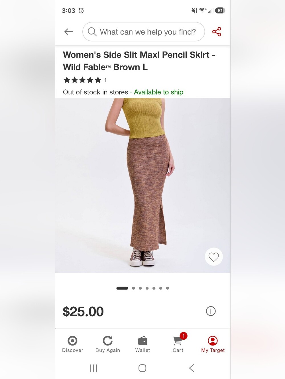 wild fable Brown Marled Side-Slit Maxi Skirt